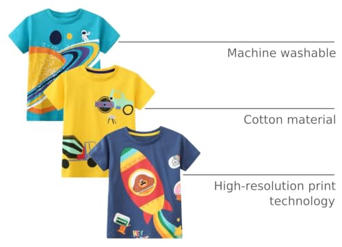 Image of Toddler Boys' Short Sleeve Tees Cotton Casual Graphic Crewneck Summer Top Clothes T-Shirts
