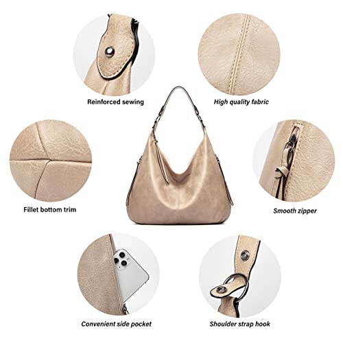 Image of Hobo Bags for Women Soft PU Leather Slouchy Bag Shoulder Purse with Zipper