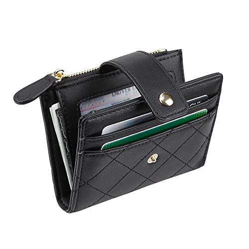Women's Cute Leather Card Holder Small Compact Bifold Wallet with Zip Coin Pocket4