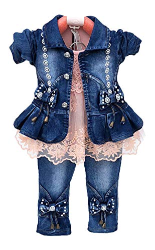 Peacolate Spring Autumn Little Girls Clothing Set 3pcs Long Sleeve