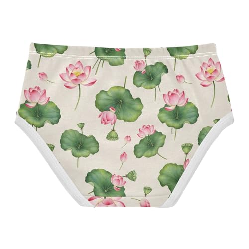 Joisal Toddlers Underwear Floral 2t Cotton Panties Little Girl Fun Print Kids Undies Briefs Watercolor Pink Lotus Flowers2