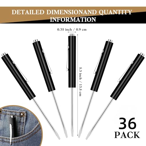 Image of 36 Pieces Pocket Screwdriver Mini Tops and Pocket Clips Magnetic Slotted Small Screw Driver with a Single Blade Head for Mechanical, Electrician(Black)
