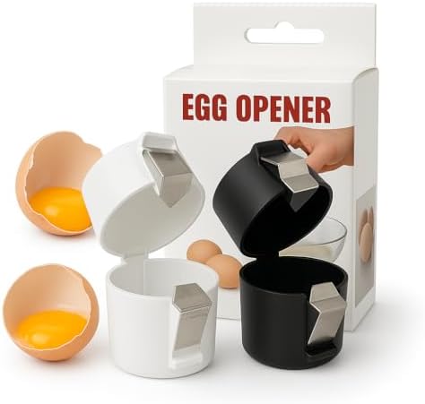 Egg Cracker & Peeler for Hard-Boiled Eggs – Stainless Steel Shell Opener Tool – No Mess, Easy to Use, Fast Shell Remover for Meal Prep, Breakfast & Kitchen Gadgets (Black)