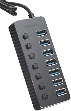 DARK Connect Master 7+1 USB Hub with Fast Charging Adapter, USB 3.0