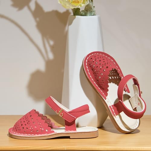 Image of THEE BRON Toddler Girls Espadrilles Sandals Hollow Out Rustic Dress Shoes