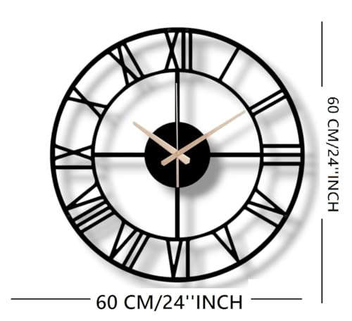 Image of Morden Metal Analog Wall Clock for Living Room, Bedroom, Office, Kitchen, Stylish Wall Clock for Home and Hall, Designer Big Size Modern (DA-129, 60 CM), Black