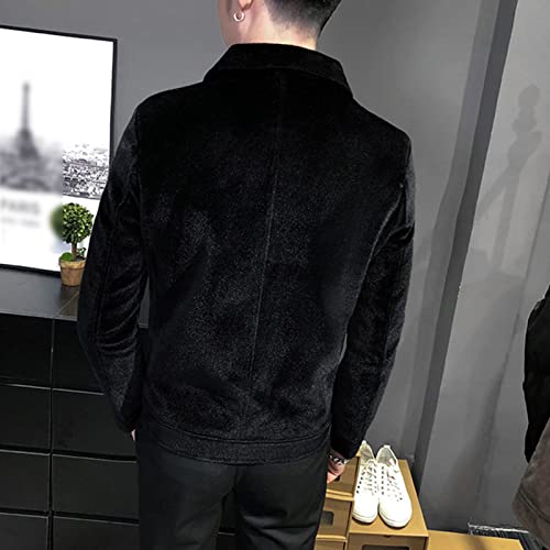 JEsilunmaMY Men's Button Down Woolen Coat Long Sleeve Lapel Slim Fit Short Pea Coat Stylish Fall Winter Wool Blend Outwear2