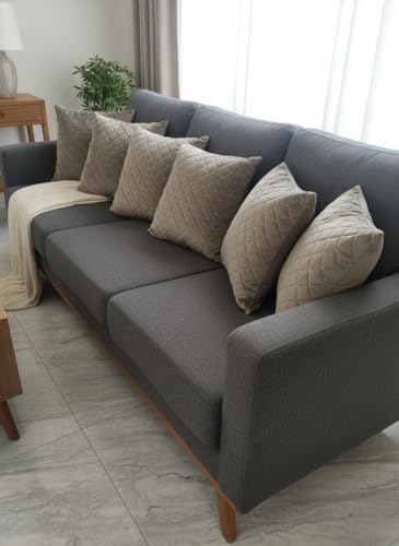 Image of Set of 5 Pcs Cushion Cover 16 x 16 Inches Soft Velvet Fabric Cusion Covers for Sofa Set /Diwan Beds, Color- Cross Mouse Brown, Set of 5 Pcs