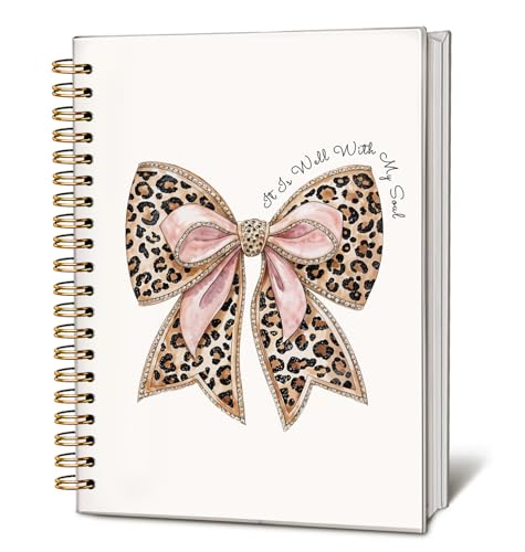 LIANGW Leopard Coquette Bow Christian Spiral Notebook Journal for Women