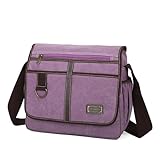 SUNSOMEN Canvas Messenger Bag Satchel Bag Crossbody Bag Shoulder Bag 14inch With Water Pocket (Purple)