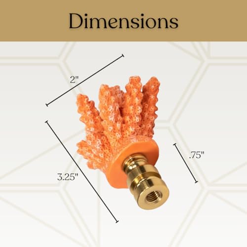 Image of Royal Designs, Inc. Sea Life Lamp Finial, Large Coral, Orange, Polished Brass Base, Replacement Finial for Table or Floor Lamps