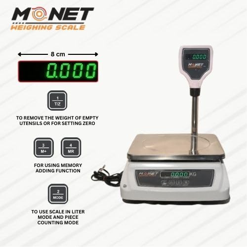 Image of MONET Weighing Scale | Green Display Light | For Industrial And Commercial Use | Weight Limit 30kg