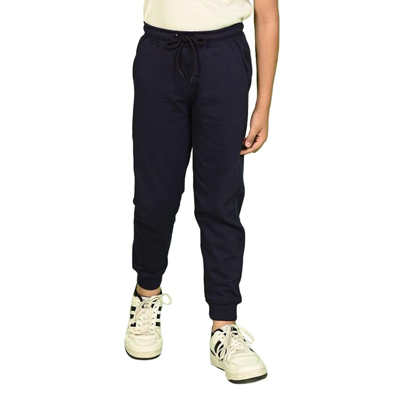Image of Nusyl Solid Cotton Track Pants for Boys | Premium Soft Flow Joggers | Comfortable Relaxed Fit with Ribbed Cuffs | 2-16 Years | Multiple Colors