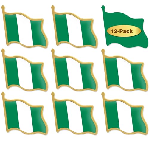 Image of 12 /24 /50 /100Pcs Nigeria Flag Lapel Pins Bulk - Metal Nigerian National Lapel Pin