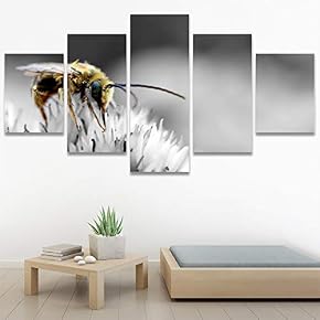 SIGNWIN 5 Panel Canvas Wall Art Bee on...
