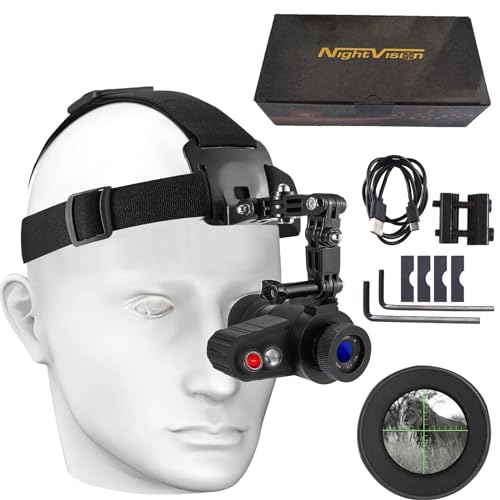 Gafas de visión nocturna, zoom óptico 7X, distancia visual de 850 nm, monocular recargable con correa elástica para la cabeza y cursor cruzado