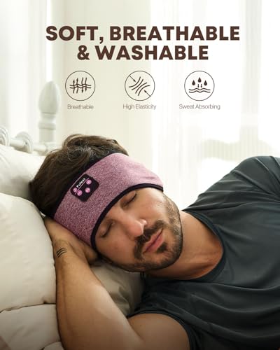 Image of Sleep Headphones Headband Wireless Bluetooth 5.4 - Soft, Breathable, Ultra-Thin Speakers for Side Sleepers, Workout, Airplane Travel, Relaxation