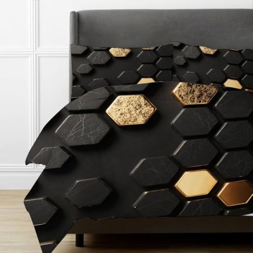 Housse de couette 90x190 cm en microfibre douce sans repassage hexagone - 4