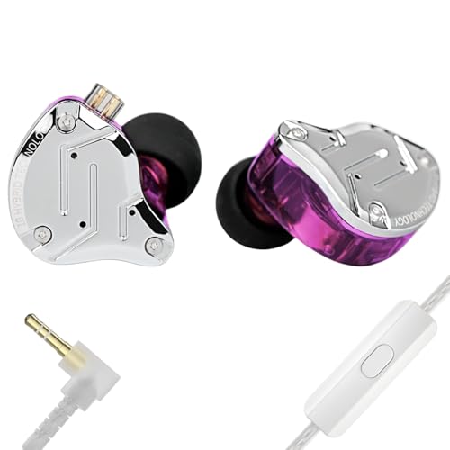 Image of KZ ZS10 PRO in Ear Monitor Headphones, 4BA+1DD 5 Hybrid Driver Gaming Earbuds Wired Earphones, HiFi Clarity Sound Immersive Bass IEMs for Gaming Musicians Singers Audiophile (Purple with Microphone)