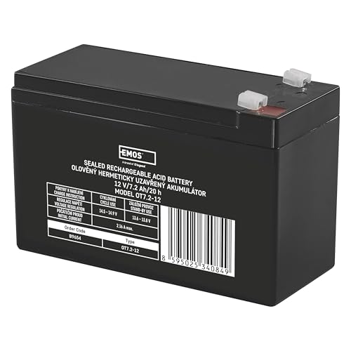 EMOS Wartungsfreier Bleiakku/Bleiakkumulator für USV-Anlagen Notbeleuchtung Alarmsysteme Brandmeldetechnik USV-Geräte 12V 7 2 Ah