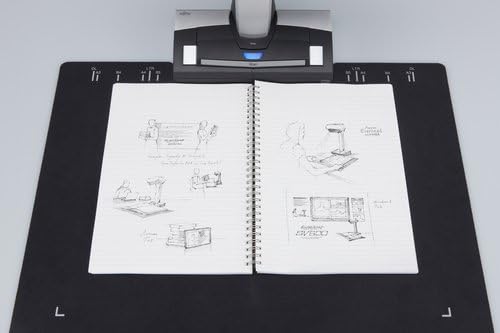 Fujitsu ScanSnap SV600 scanning an open notebook