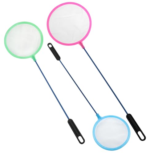 Image of Mini Brine Shrimp Net Aquarium Fish Net Random Color Fish Nets for Fish Tanks for All Fish (Large, Small and Medium Hole Round Fishing Color Random) 3PCS
