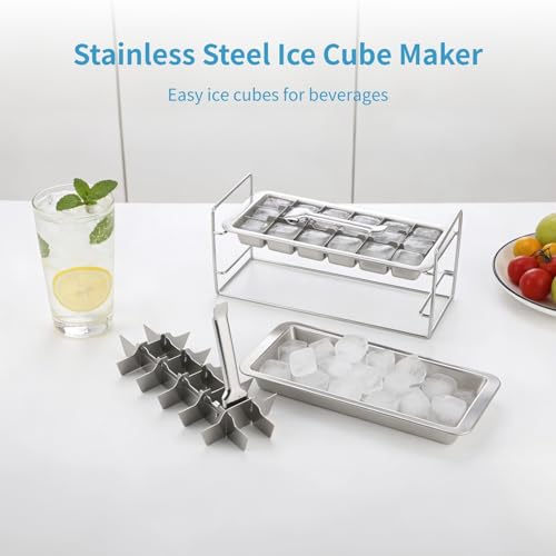 Set de bandejas para cubitos de hielo de acero inoxidable miniatura 2