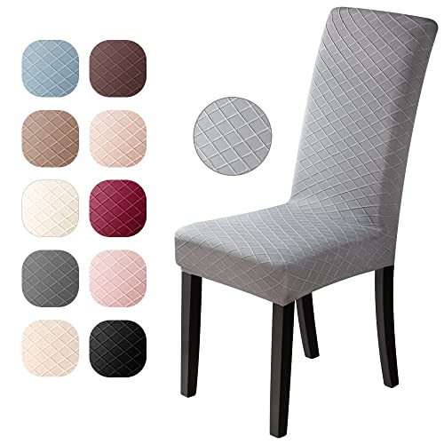 Stuhlhussen 4er Set Universal Stretch Stuhlhussen Moderne Jacquard Husse Abnehmbare Stuhlbezug Abdeckung Esszimmer überzug Bi-Elastic Spannbezug,für Bankett Deko und Hochzeit Partys(Hellgrau,4 er Set) Cover