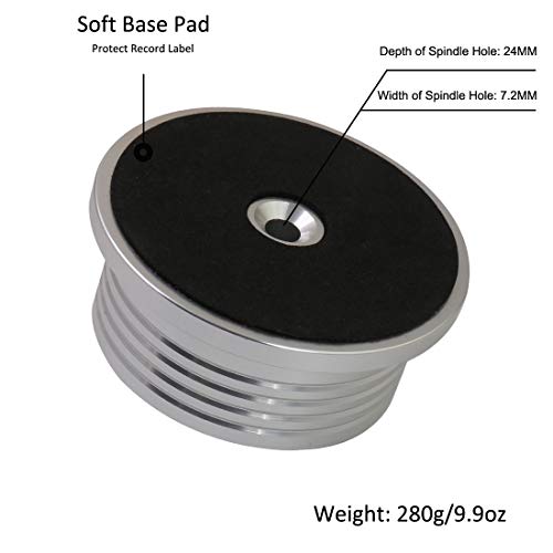Viborg LP628S Record Weight Disc Stabilizer, Silver 60Hz Turntable Level, 280G (9.9 OZ) HiFi 3 in 1 Vibration-Proof Vinyl Clamp with Bubble Leveling (60Hz, Silver) - Thumbnail 2