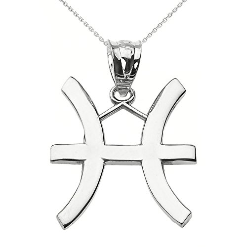 .925 Sterling Silver Pisces Zodiac Astrological Sign Charm Personalized Pendant Necklace, 16
