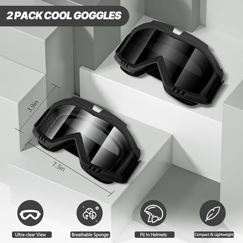 Image of Dirt Bike Goggles 2 Pack - Motorcycle, ATV, Riding, Ski, Windproof Racing Glasses