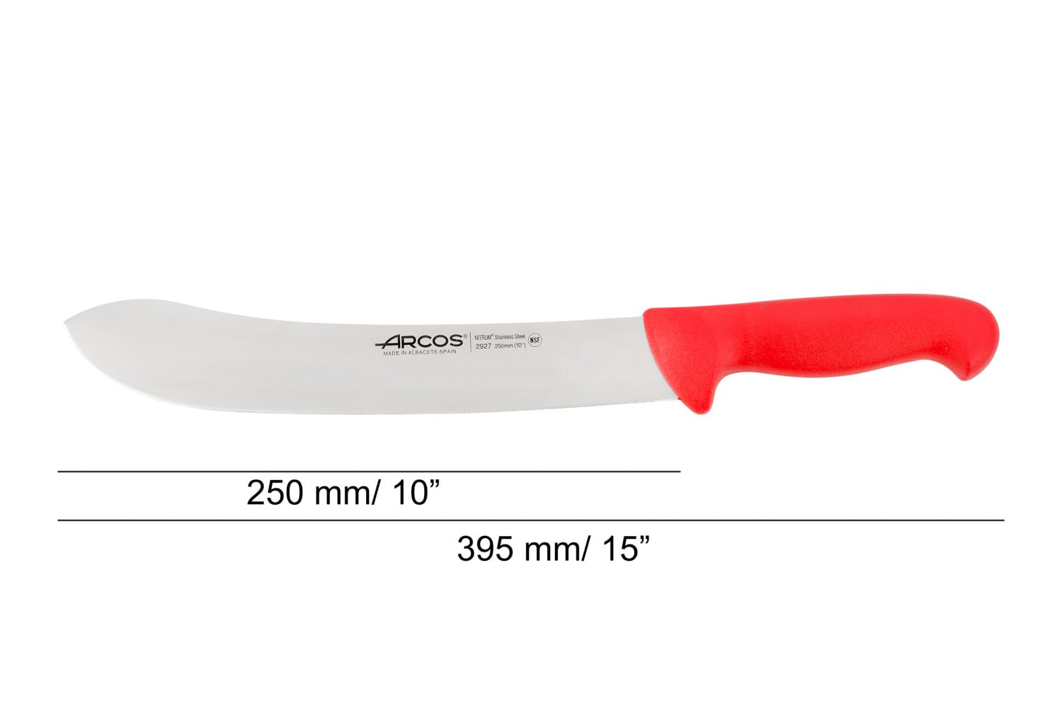 Arcos Fleischermesser und Fleischmesser - Edelstahlklinge 25 cm - Griff aus Polypropylen, Ideal für Fleischverarbeitung - Rot, Serie 2900