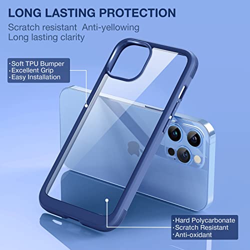 Image of Miracase Compatible with iPhone 13 Pro Max Case Navy Blue, Anti-Yellowing Shockproof Phone Clear Case, Premium Hybrid Protective Bumper Case Fit for iPhone 13 Pro Max