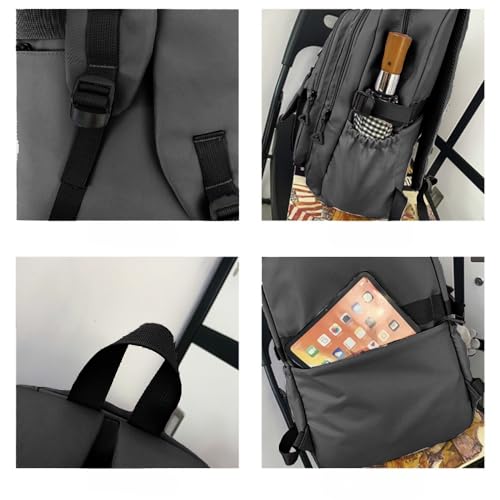Large Capacity Backpack Fashion Cute Aesthetic Nylon Backpack Accessories (black)3