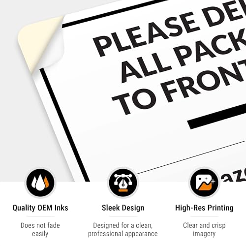 Image of Package Delivery Sign, Delivery Instructions Deliver All Package to Front Door Right Arrow Sign, 10x7 Inches, 4 Mil Vinyl Decal Stickers Weather Resistant, Made in USA