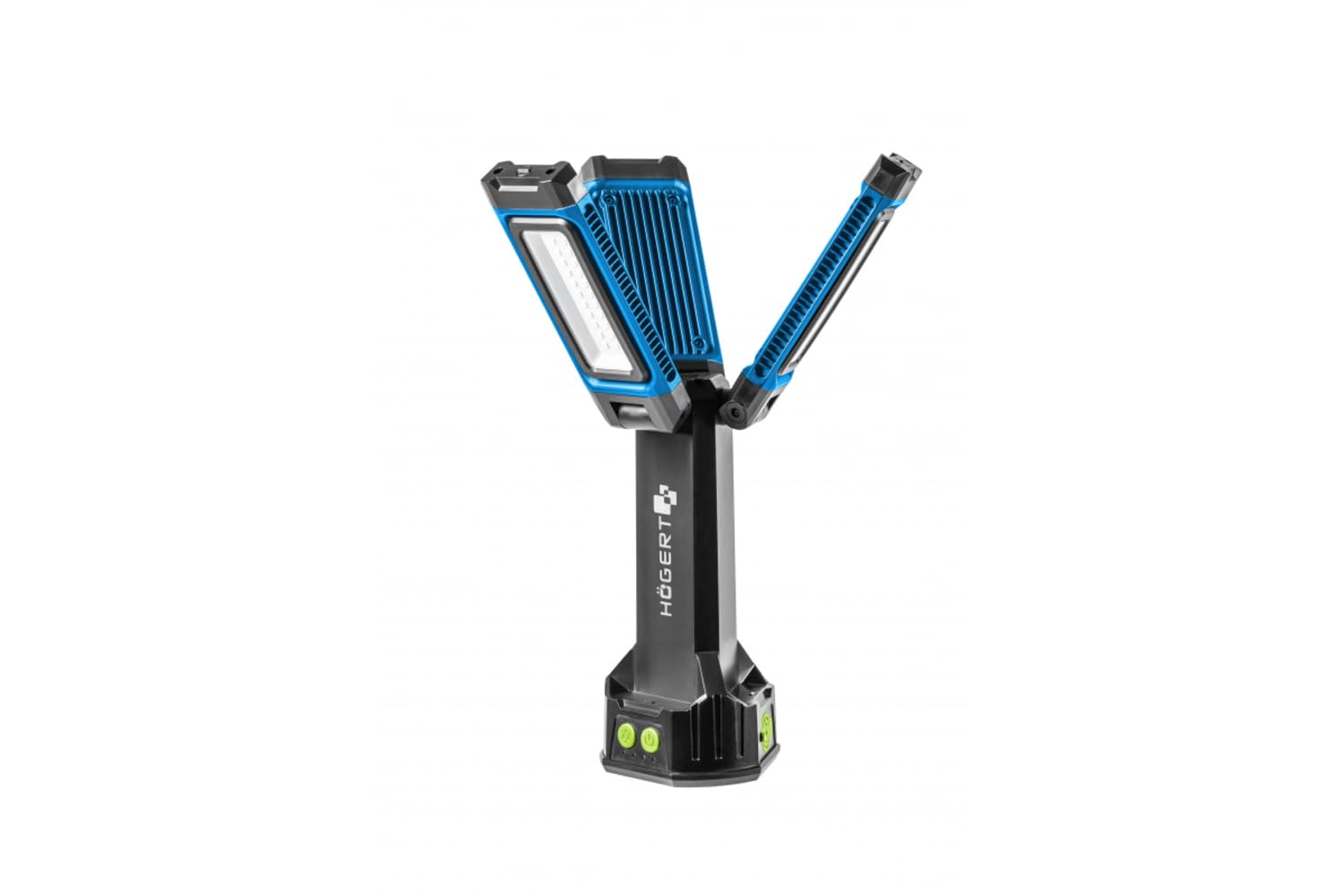 Högert Technik Aluminium Wiederaufladbare Led Baustrahler mit Stativ 7000 lm, 360° Beleuchtung, IP54 Staub- Spritzwasserschutz, IK09 Stoßfest, 7 Std. Laufzeit, Powerbank-Funktion für Bau, Werkstatt