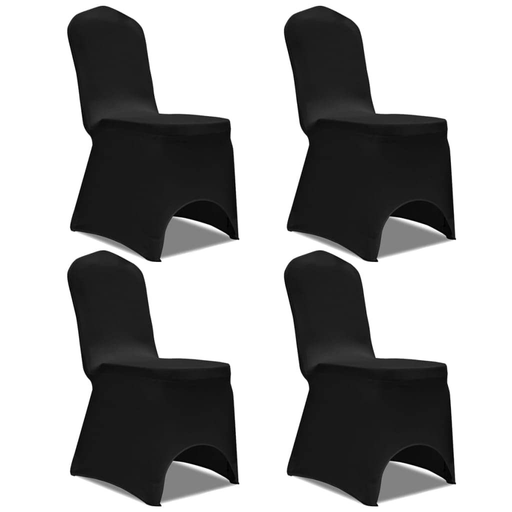 Lot de 4 housses de chaise extensibles pour maison et jardin, noir