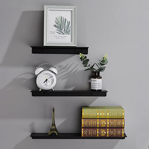 Danpoo Wall Shelving Solution, Black Floating Shelves Bathroom Shelves Wall Mounted, Display Shelves For Wall Storage, Aluminum Metal Modern Wall Shelves, Set Of 3, 12"/ 16"/ 20" #TOP2