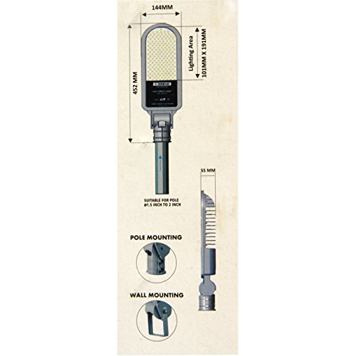 Image of Oreva Branded IP67 Waterproof Full Metal Body 55W LED Street Light with Clamp Stander Series (Grey)