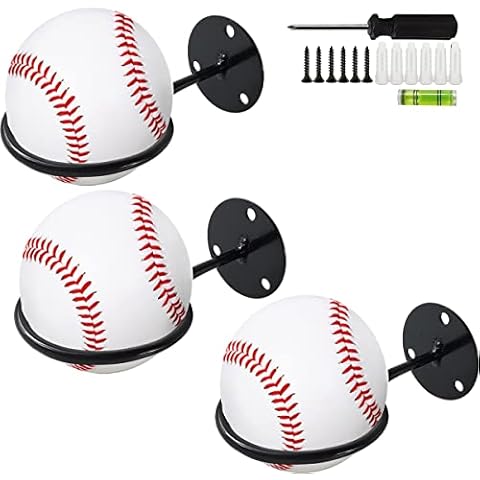 NSBELL 3PCS Baseball Display Memorabilia Holder Heavy-Duty Wall Mount Rack for Collectibles Steel Cover