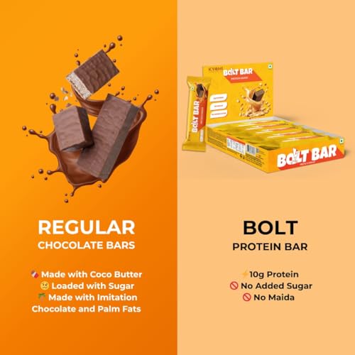 Image of Kyomi Bolt Bar Protein Wafer Bar | Choco Peanut Butter | 10g Protein | No Added Sugar | No Preservatives | 100% Vegetarian | Pack of 10 Bars (400g)