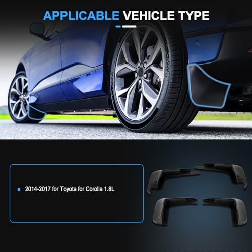 Image of ECCPP Front & Rear Mud Flaps Splash Guards Fit for Toyota Corolla 2014-2017 Sedan (NOT FIT S, SE, LE Models) Mud Guards set of 4