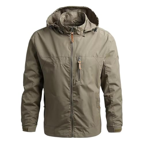 Veste coupe-vent imperméable homme montagne manteau travail kaki
