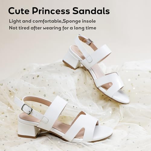 Image of Girls Sandals Low Heels Girl Dress Shoes Open Toe Flower Girl Wedding Party for Toddler Little Big Kid