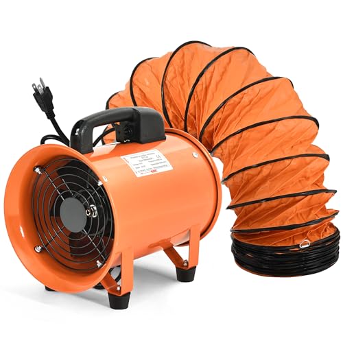YITAHOME Industrial Portable Air Blower Fan Ventilator with 16ft Duct Hose, 8in Heavy Duty Cylinder...