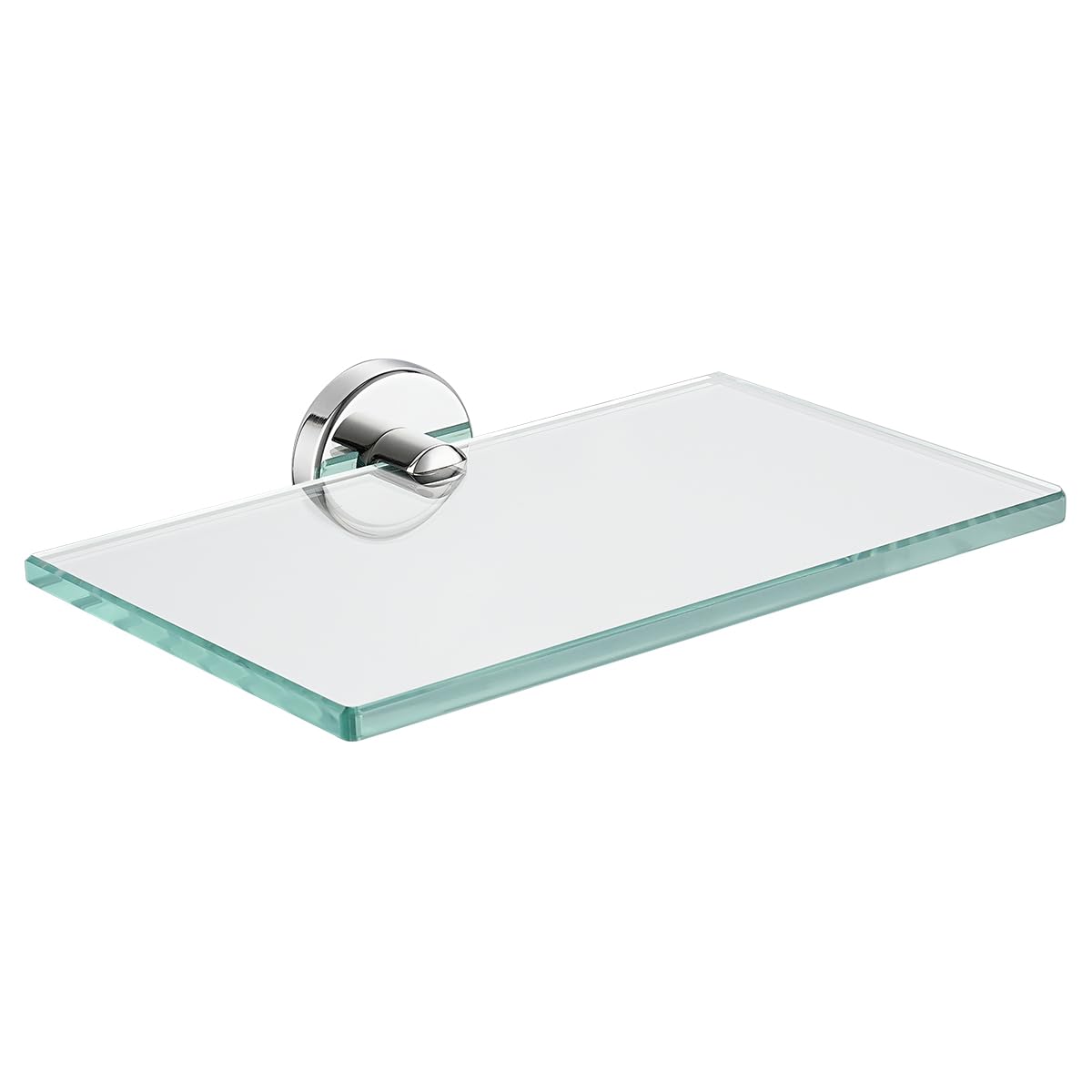 JQK Bathroom Glass Shelf Chrome, Tempered Glass Shower Storage 8 by 5 inches, 304 Stainless Steel Polished Chrome Wall Mount, TGS101L8-CH