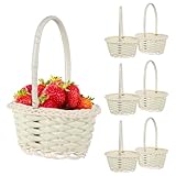 Generic 10 Pcs Rattan Basket Picnic Basket Woven Storage Baskets with Handle Wedding Flower Baskets Rattan Flower Basket for Home&Garden Decor, 10.2X8CM, White, R541KUNNO5F13A18RYGTBYFW0