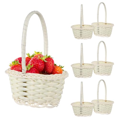 Generic 10 Pcs Rattan Basket Picnic Basket Woven Storage Baskets with Handle Wedding Flower Baskets Rattan Flower Basket for Home&Garden Decor, 10.2X8CM, White, R541KUNNO5F13A18RYGTBYFW0