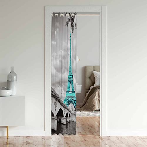 Loussiesd Eiffel Tower Blackout Curtains Window Paris Treatments Doorway Curtain Room Darkening Paris Decor Valentines Thermal Insulated Blackout Curtains for Doors with Windows 86x203cm 1 Panel - Image 3