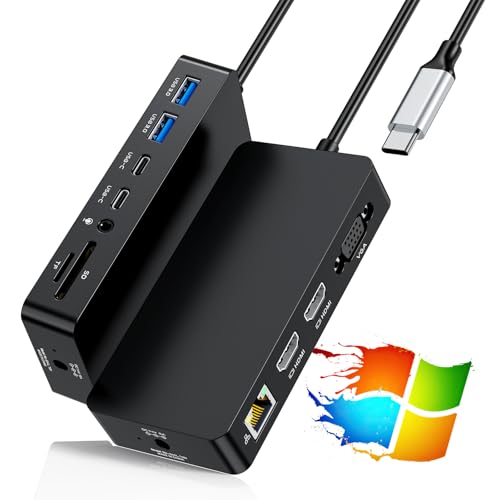 New Surface Thunderbolt 4 Dock Dual HDMI+VGA Adapter 12 in 1 Surface Pro Docking Station for Surface Pro 12/11/10/9/8/X/7+/7 Surface Laptop 7/6/5/4/3 Surface Go 4/3/2/1 Surface Laptop Go/Surface Book
